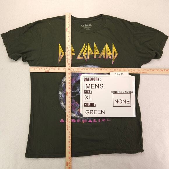 Def Leppard Band Graphic Crew Neck T Shirt Adult Mens Size Extra Large XL Green - Picture 6 of 10